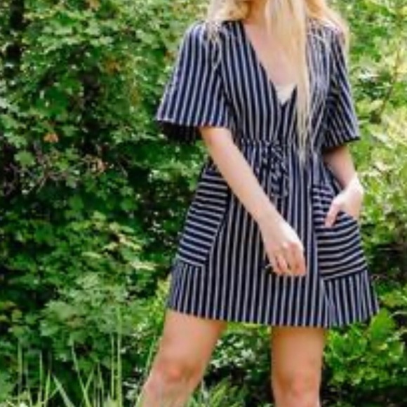 Storia Dresses & Skirts - NWT Navy Striped Mini Dress
